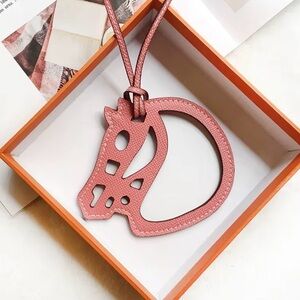 Pink Leather Horse Head Bag  Pendant